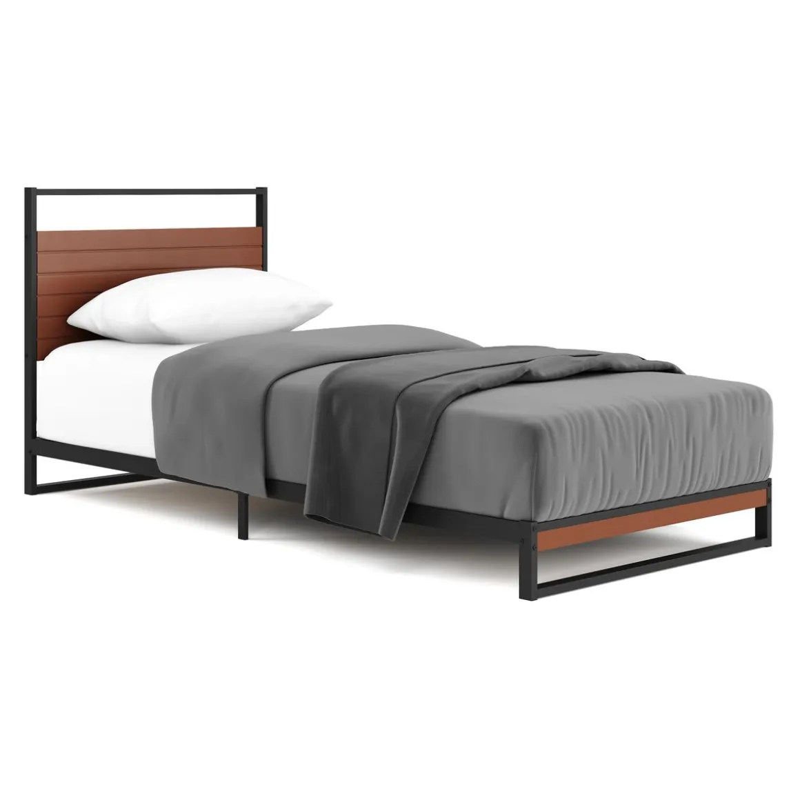 Metallbett INGRID 90 x 200 cm schwarz/natur