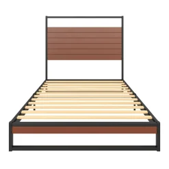 Metallbett INGRID 90 x 200 cm schwarz/natur
