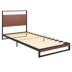 Metallbett INGRID 90 x 200 cm schwarz/natur