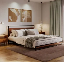 Metallbett INGRID 180 x 200 cm schwarz/natur