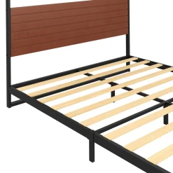 Metallbett INGRID 140 x 200 cm schwarz/natur