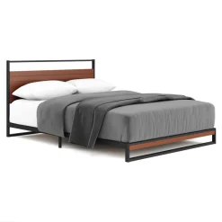 Metallbett INGRID 140 x 200 cm schwarz/natur
