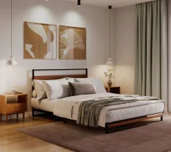 Metallbett INGRID 140 x 200 cm schwarz/natur