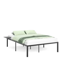 Metallbett MAREN mit Ablagen 140 x 200 cm schwarz