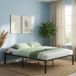 Metallbett MAREN mit Ablagen 140 x 200 cm schwarz