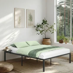 Metallbett MAREN mit Ablagen 160 x 200 cm schwarz
