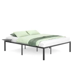 Metallbett MAREN mit Ablagen 160 x 200 cm schwarz