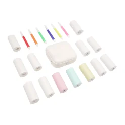 Mini Drucker Set mit Akku 16-teilig weiss