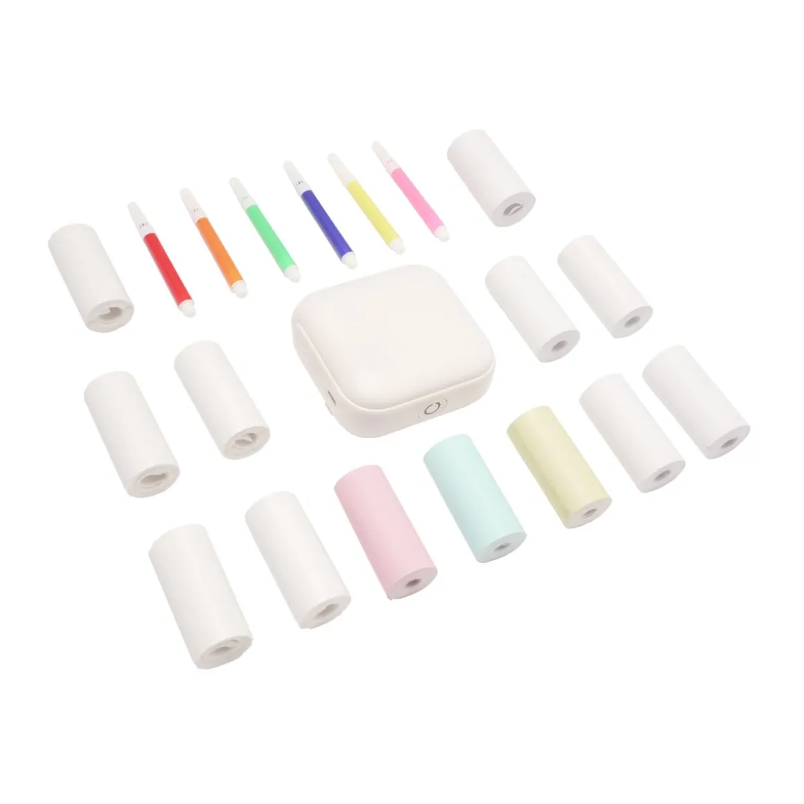 Mini Drucker Set mit Akku 16-teilig weiss