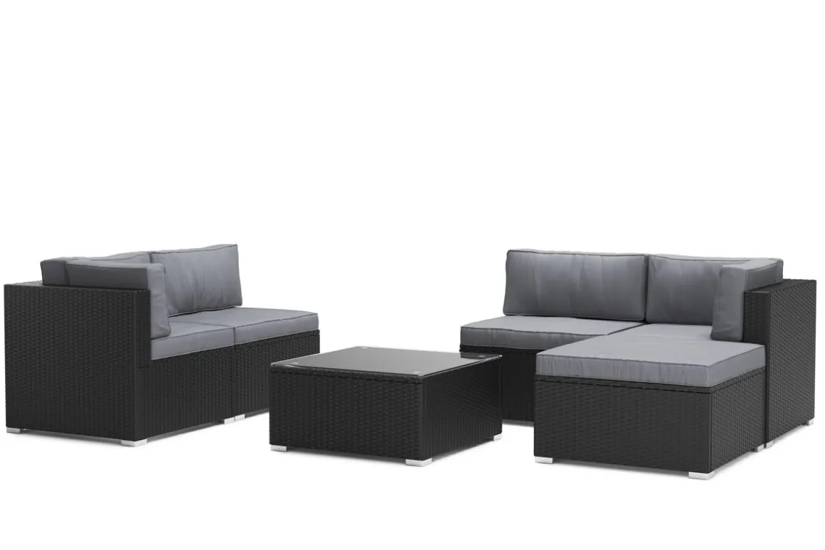Mittelteil Rattanlounge KRETA schwarz/anthrazit