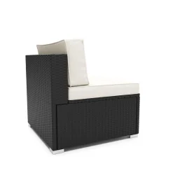 Mittelteil Rattanlounge KRETA schwarz/weiss