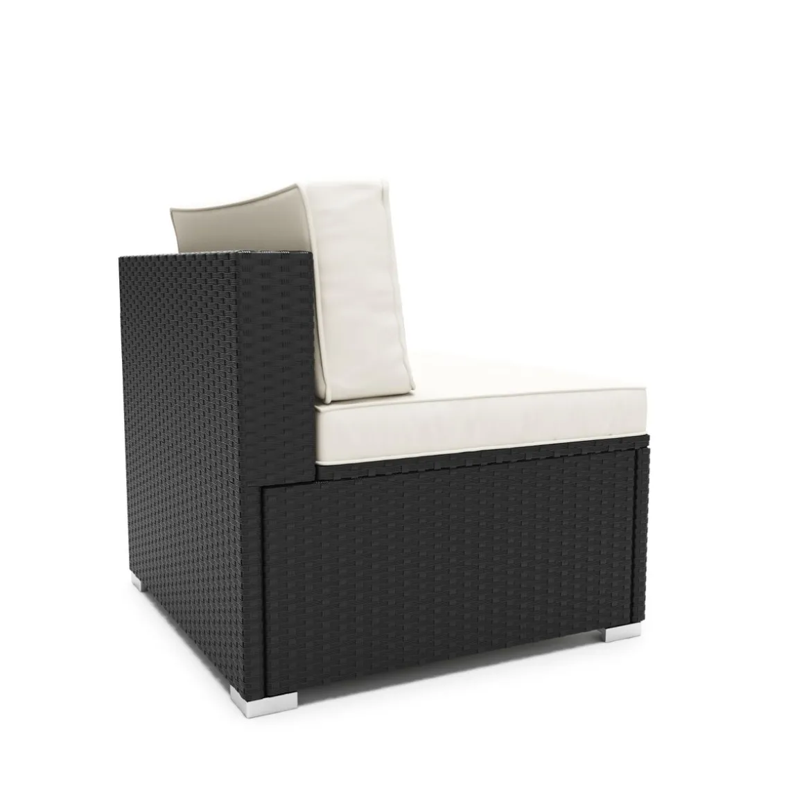 Mittelteil Rattanlounge KRETA schwarz/weiss