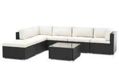 Mittelteil Rattanlounge KRETA schwarz/weiss