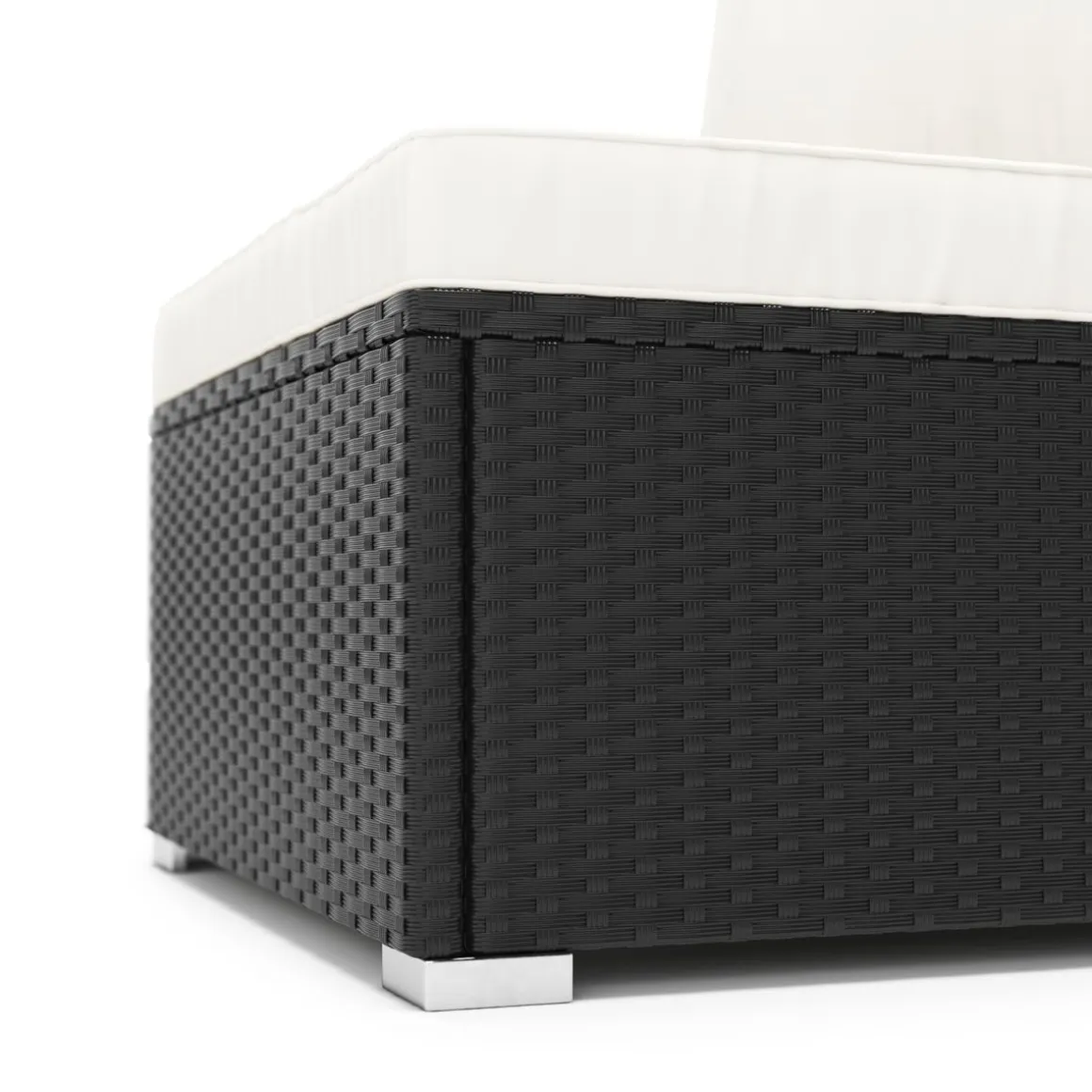 Mittelteil Rattanlounge KRETA schwarz/weiss