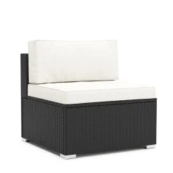 Mittelteil Rattanlounge KRETA schwarz/weiss
