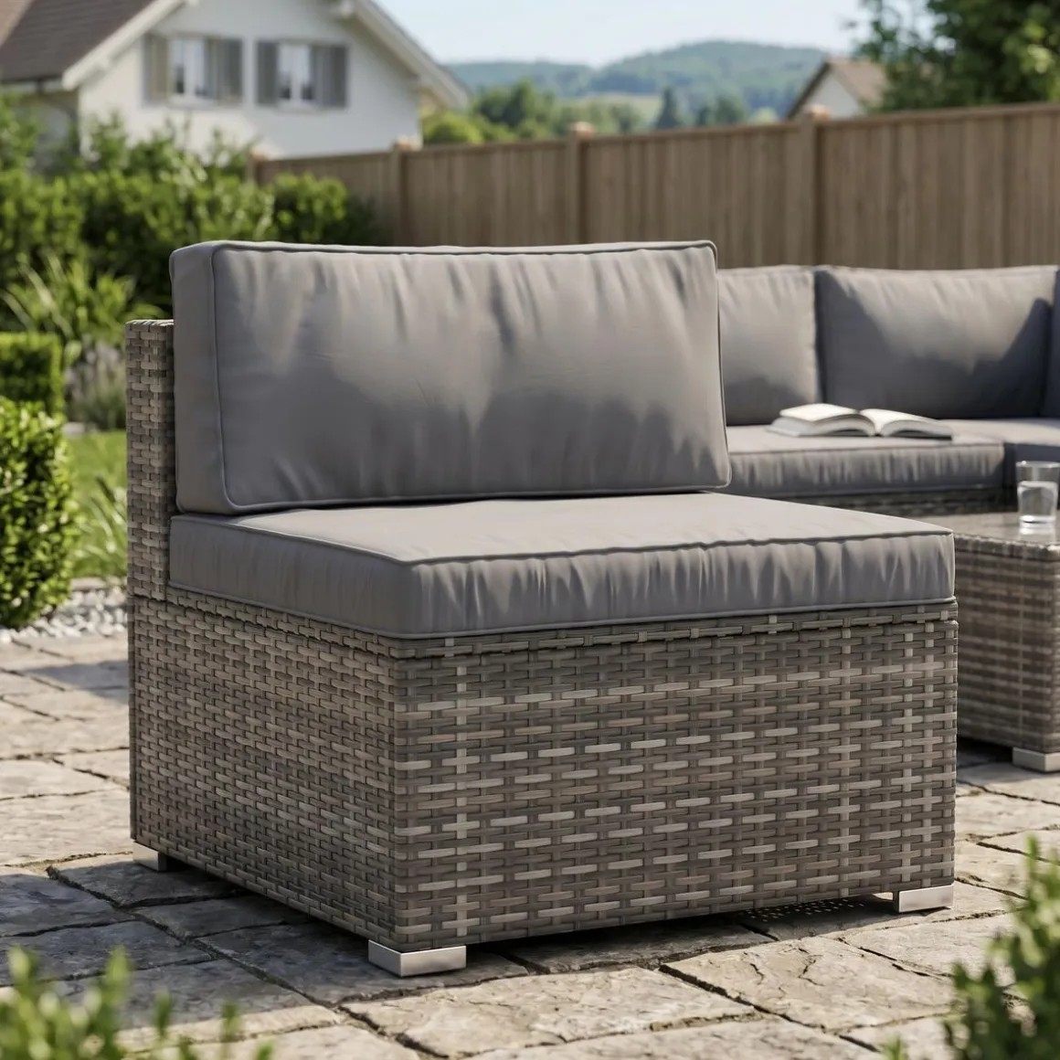 Mittelteil Rattanlounge KRETA grau/anthrazit