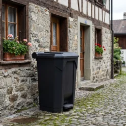 Mülltonne 80L mit Deckel schwarz