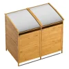 Mülltonnenbox Holz 500L natur/silber