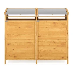 Mülltonnenbox Holz 500L natur/silber