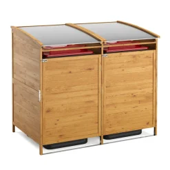Mülltonnenbox Holz 500L natur/silber