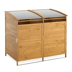 Mülltonnenbox Holz 500L natur/silber