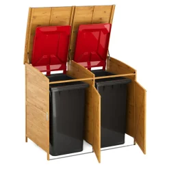 Mülltonnenbox Holz 500L natur/silber