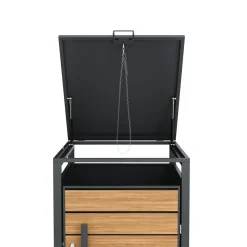 Mülltonnenbox Stahl 1 Fach 240L anthrazit/braun