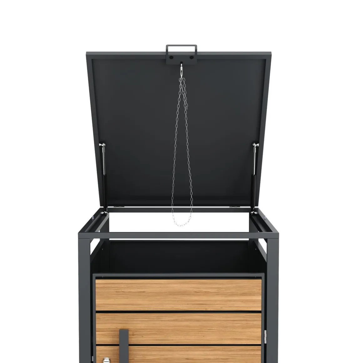 Mülltonnenbox Stahl 1 Fach 240L anthrazit/braun