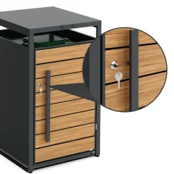 Mülltonnenbox Stahl 1 Fach 240L anthrazit/braun