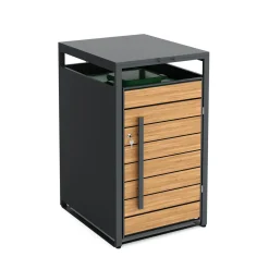 Mülltonnenbox Stahl 1 Fach 240L anthrazit/braun