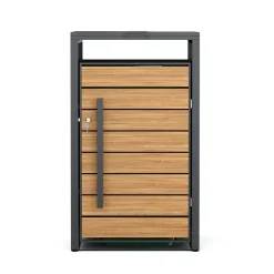 Mülltonnenbox Stahl 1 Fach 240L anthrazit/braun