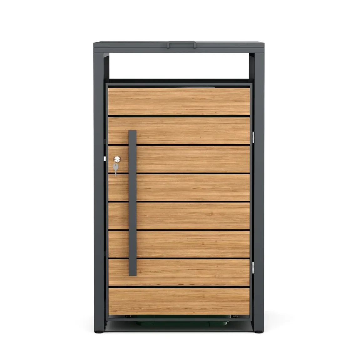 Mülltonnenbox Stahl 1 Fach 240L anthrazit/braun