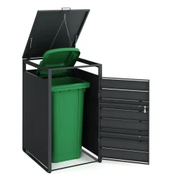 Mülltonnenbox Stahl 1 Fach 240L anthrazit/braun