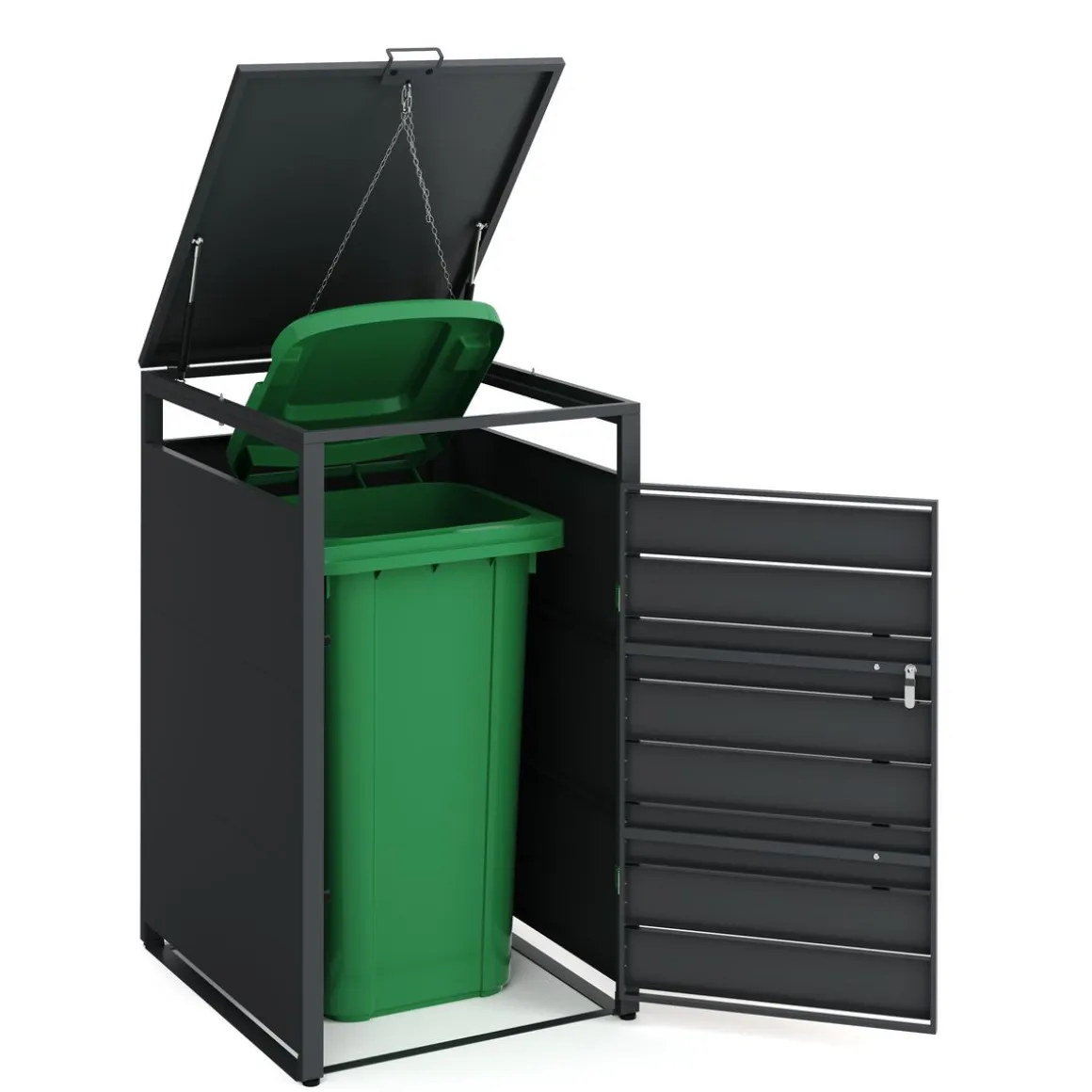 Mülltonnenbox Stahl 1 Fach 240L anthrazit/braun