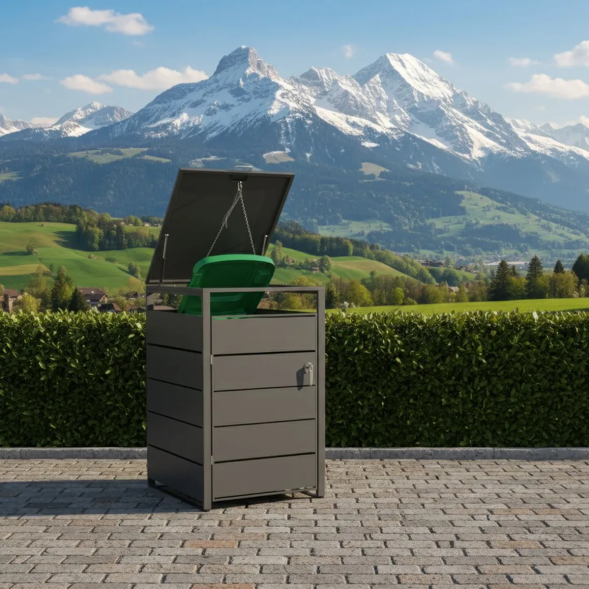 Mülltonnenbox Stahl 1 Fach 240L anthrazit