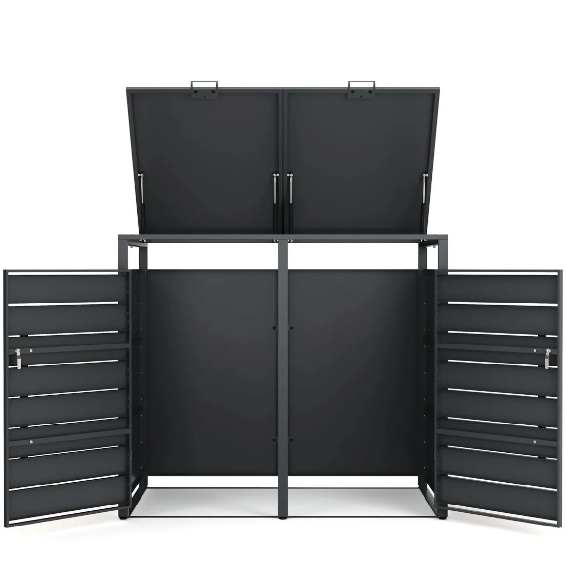 Mülltonnenbox Stahl 2 Fächer 480L anthrazit/braun
