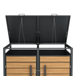 Mülltonnenbox Stahl 2 Fächer 480L anthrazit/braun