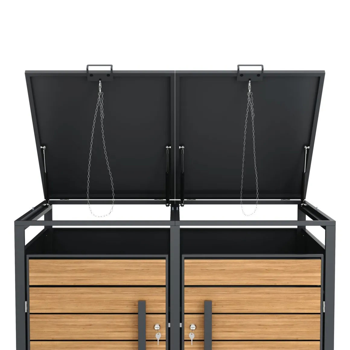 Mülltonnenbox Stahl 2 Fächer 480L anthrazit/braun