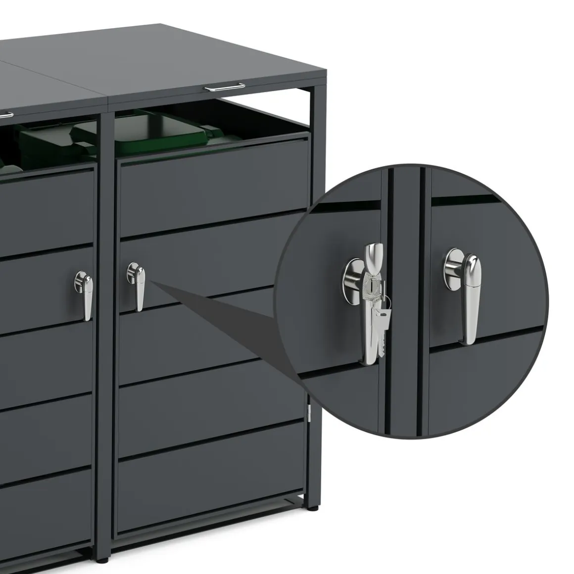 Mülltonnenbox Stahl 2 Fächer 480L anthrazit