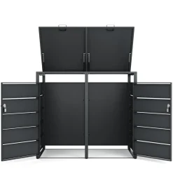 Mülltonnenbox Stahl 2 Fächer 480L anthrazit