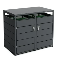 Mülltonnenbox Stahl 2 Fächer 480L anthrazit