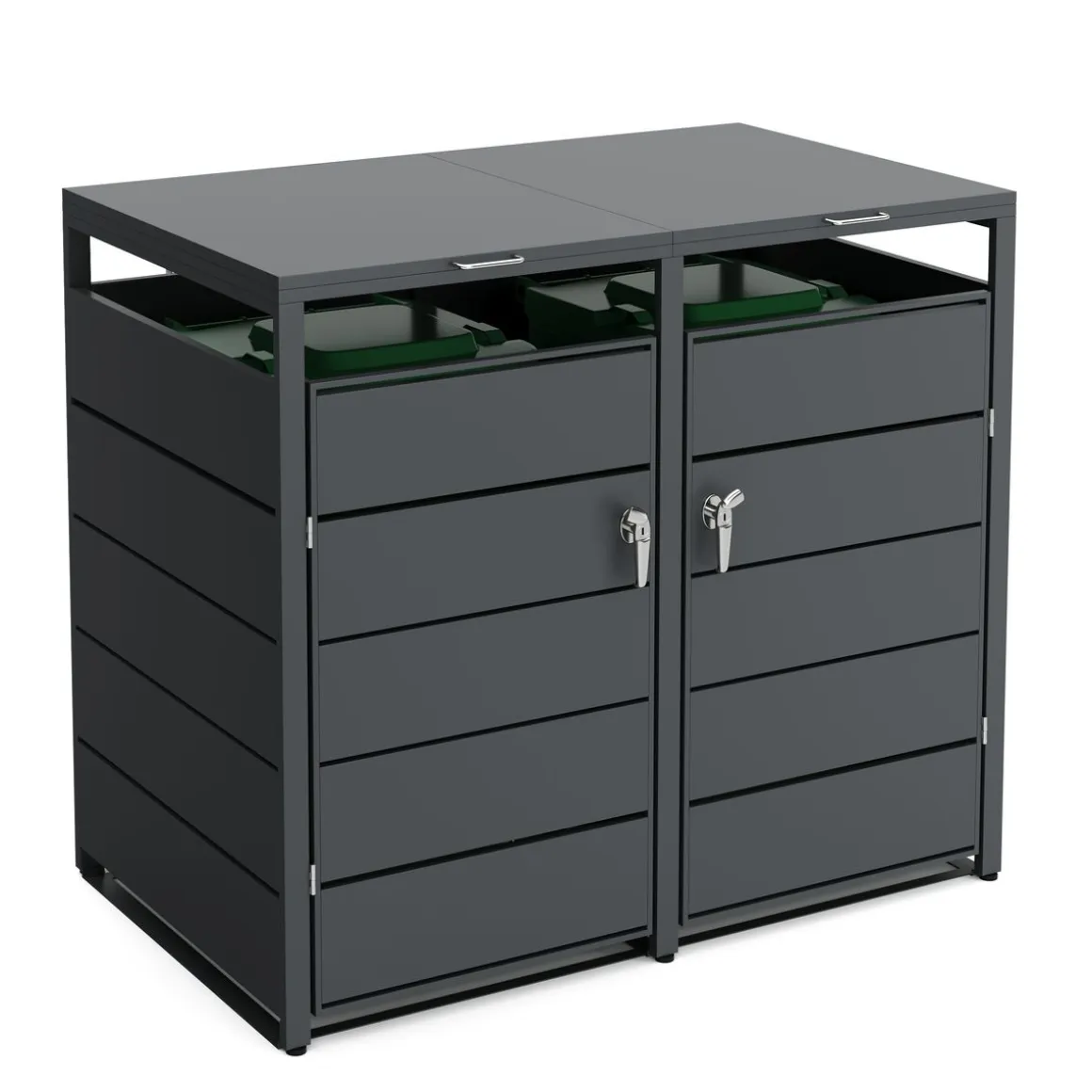 Mülltonnenbox Stahl 2 Fächer 480L anthrazit
