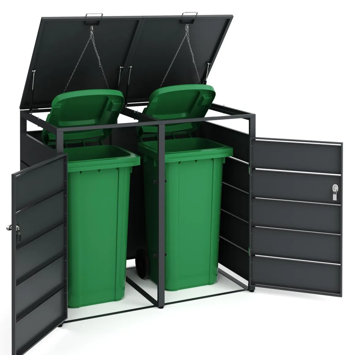 Mülltonnenbox Stahl 2 Fächer 480L anthrazit