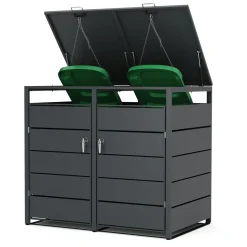Mülltonnenbox Stahl 2 Fächer 480L anthrazit