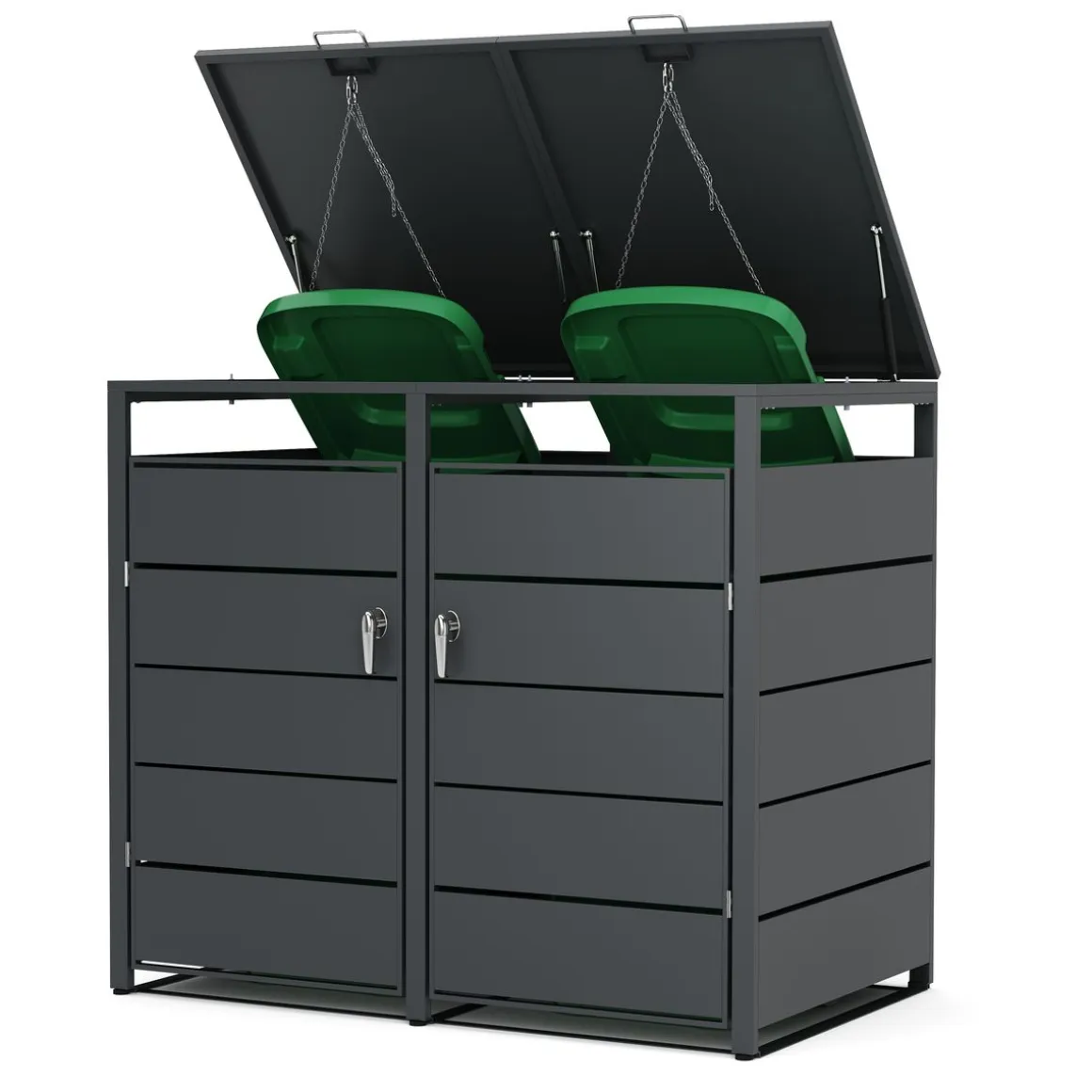 Mülltonnenbox Stahl 2 Fächer 480L anthrazit