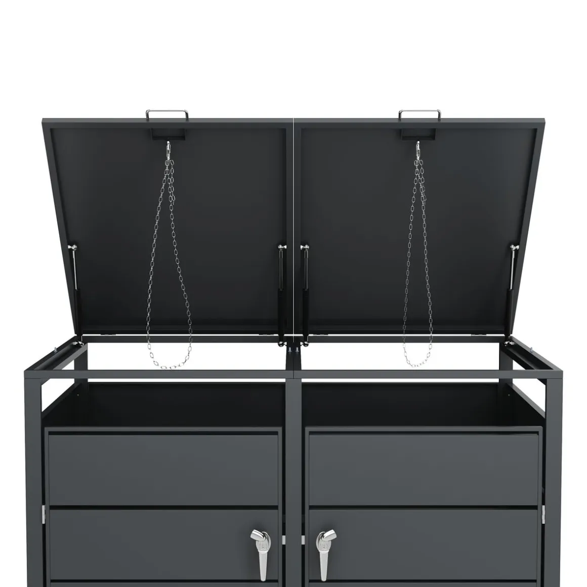 Mülltonnenbox Stahl 2 Fächer 480L anthrazit