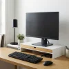 Monitorständer Bambus ALVORA 47 x 26 x 10 cm weiss/natur