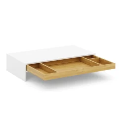 Monitorständer Bambus ALVORA 47 x 26 x 10 cm weiss/natur