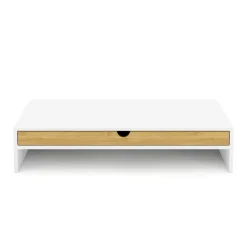 Monitorständer Bambus ALVORA 47 x 26 x 10 cm weiss/natur