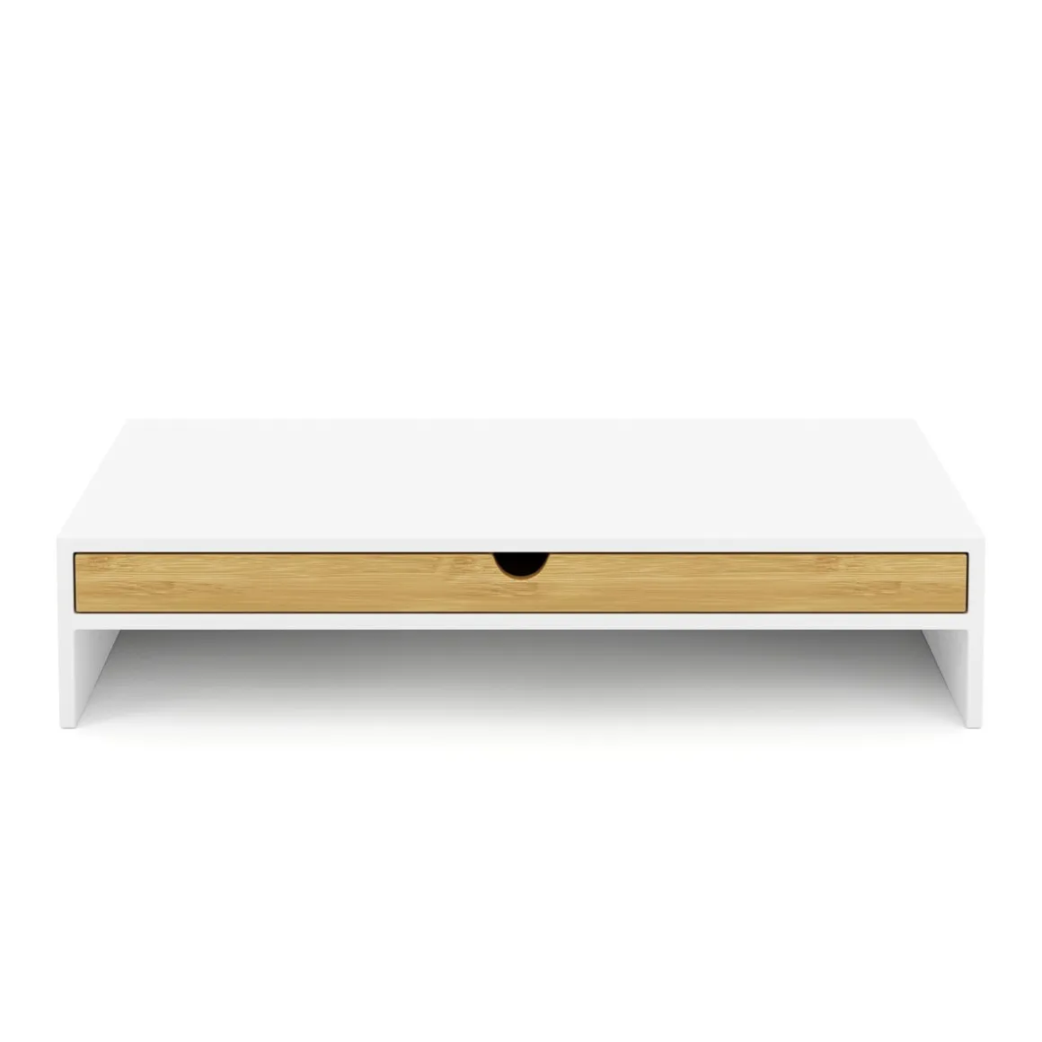 Monitorständer Bambus ALVORA 47 x 26 x 10 cm weiss/natur